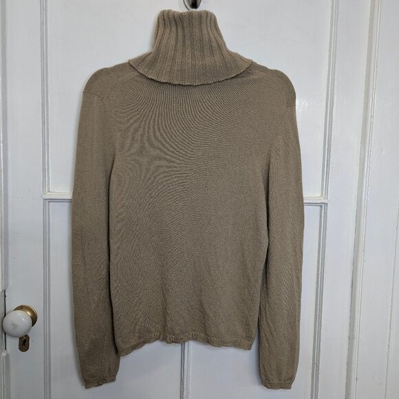 Chanel 2001 01A Light Brown Beige Cashmere Turtleneck Sweater Women FR44 M 8 10 - Picture 3 of 16